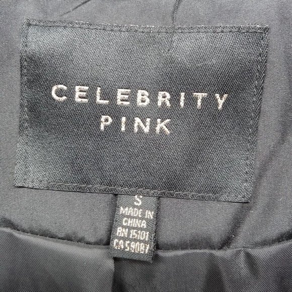Celebrity Pink Coat Womens‎ Small Black Fitted Streetwear Quilted Faux Fur Hood - Picture 3 of 10